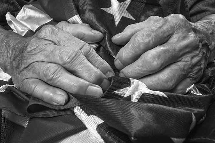 Holding the American Flag